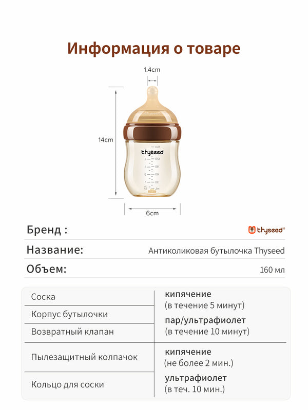 Антиколиковая бутылочка для новорождённых, 160 мл, PPSU
