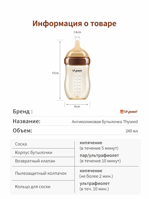 Антиколиковая бутылочка для новорождённых, 240 мл, PPSU
