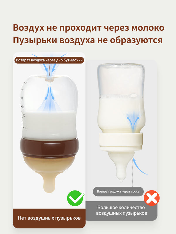 Антиколиковая бутылочка для новорождённых, 240 мл, стеклянная